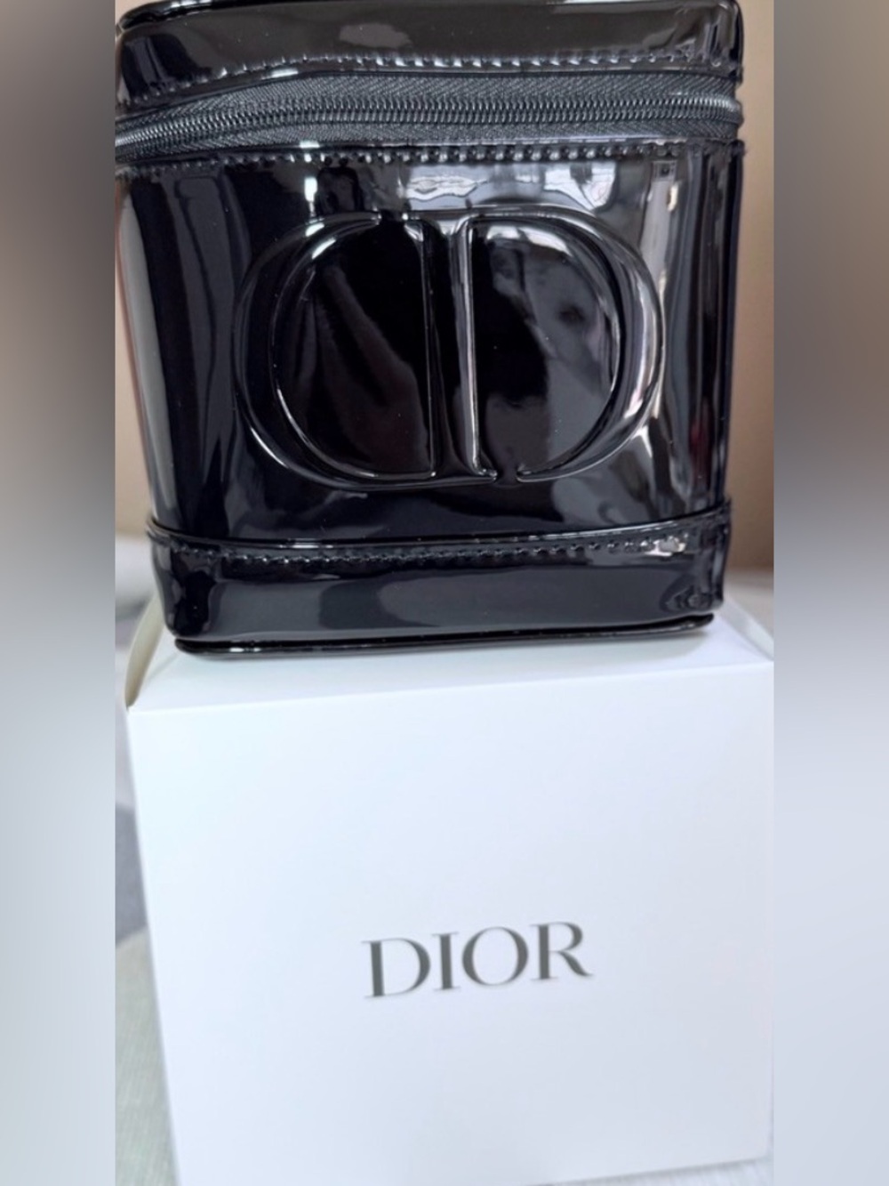 Dior Black Patent 'CD' Glossy Cosmetic Case